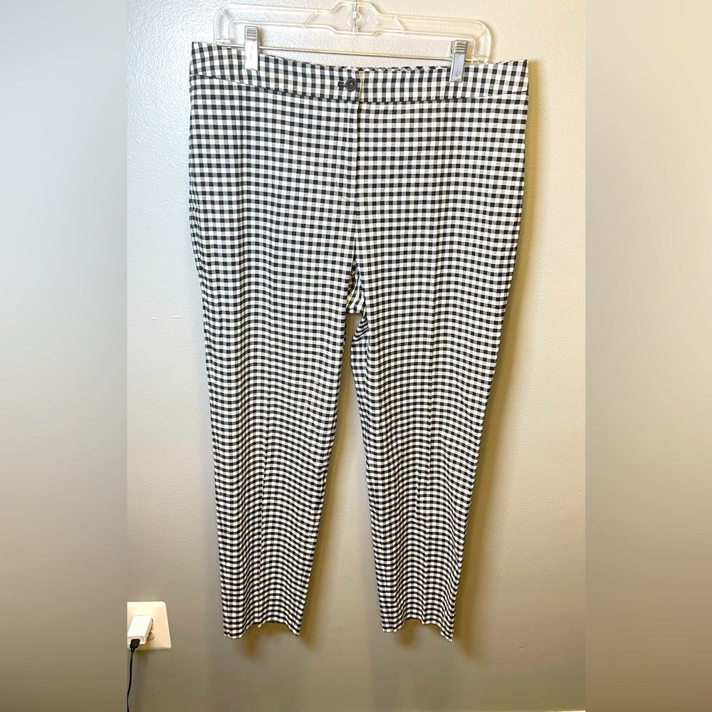 J. McLaughlin Women's Black White Gingham Checkered Button Ankle‎ Pants Size 12
